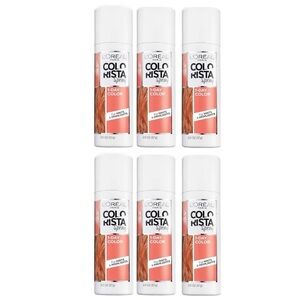 L'Oreal Paris Colorista 1 Day Hair Color Spray, 50 Coral Pink, 2 oz (Set of 6)